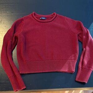 GAP Women's Cotton Cropped Crew Rollneck Sweater in Red